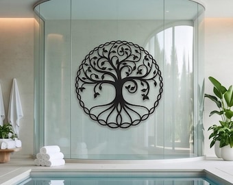 Modern Tree of Life Metal Wall Sculpture – Indoor & Outdoor Decorative Accent