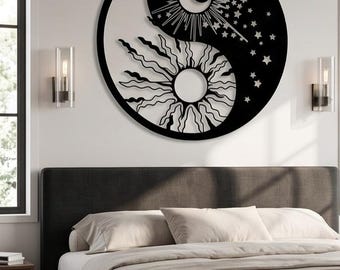 Sun & Moon Harmony Metal Wall Hanging | Celestial Home Decor