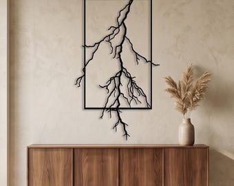 Architectural Lightning Bolt Metal Art - Geometric Statement Piece