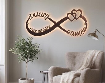 Eternal Love Infinity Family Sign – Custom Metal Wall Decor for Living Room & Entryway