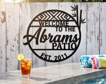 Custom Family Name Metal Sign | Personalized Patio Decor | Housewarming Gift