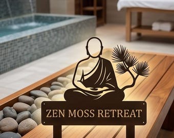 Custom Zen Moss Retreat Metal Sign