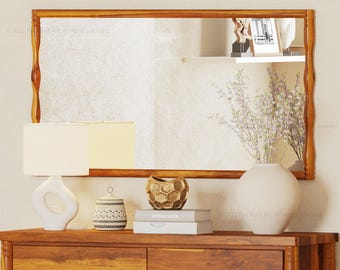 Jasper Solid Wood Mirror Frame with Sculpted Vertical Edges