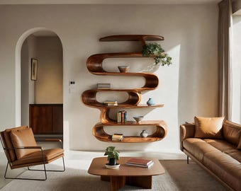 Elegantes, an der Wand befestigtes Bücherregal für ein modernes Wohndekor