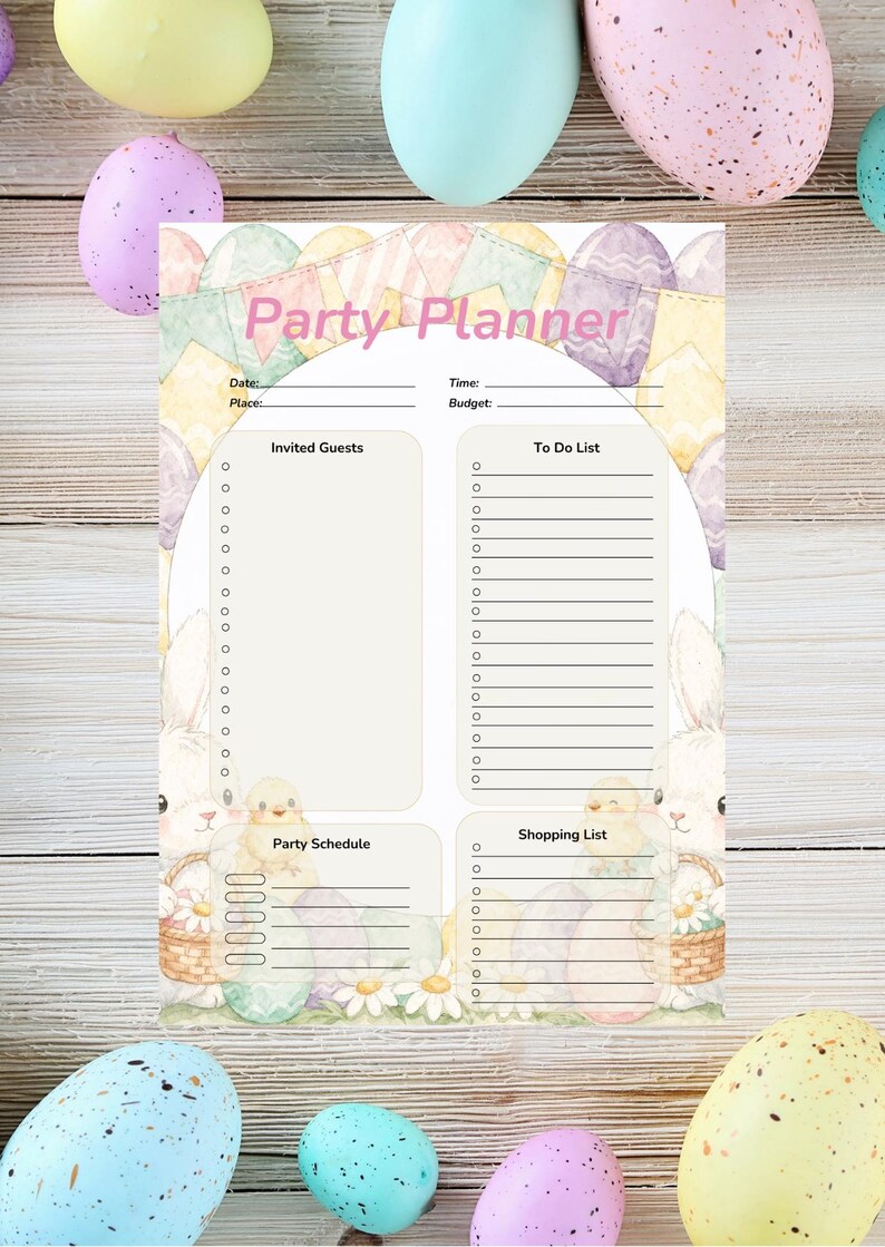 Easter Party Planner Template | Editable Digital Download | Easter Egg ...
