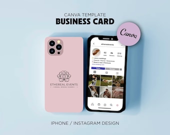 Plantilla editable de tarjeta de presentación de Instagram en Canva, diseño para iPhone y smartphone, tarjeta para redes sociales, estilo moderno DIY.