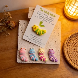 Tarjetas de bolsillo "El Gusano de la Preocupación", lindas notas de aliento para aliviar la ansiedad, regalo reconfortante para el estrés, la salud mental y la amistad.