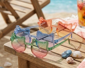 Personalized Cat Birthday Party Favors | Kitty Themed Goodie Bag Filler | Toddler Birthday Thank You Gift | Cute Cat Ear Glasses for Girls