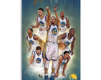 Stephen Curry Warriors All-Star Team Print Canvas wall decoration.