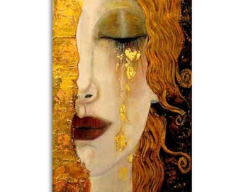 Klimt Inspired Golden Tears Wall Decor Wall Art Canvas wall decoration