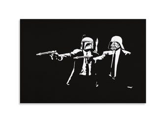 Star Wars Poster Darth Vader and Stormtrooper Black and White Pulp Fiction Wall Art Canvas Canvas wall art Canvas wall decor Home Decor