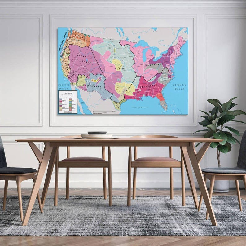 Native American Indian Tribes Map Canvas Wall Decor Poster - Etsy