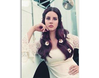 Lana Del Rey Floral Hair Portrait Print Canvas wall decoration