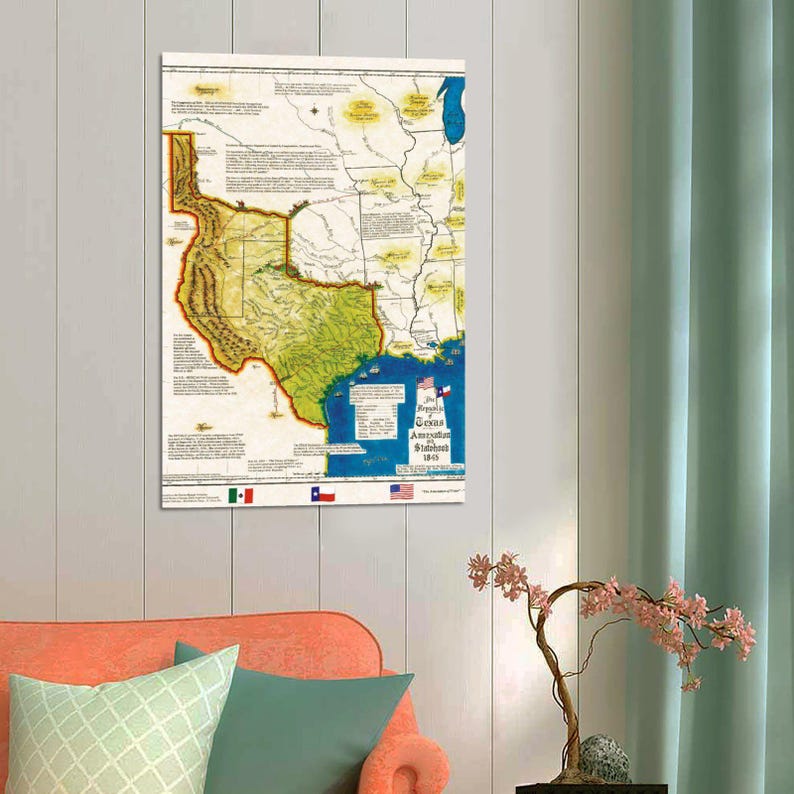 Texas Feature Map Historical Texas Maps the Territorial Evolution of the United States - Etsy