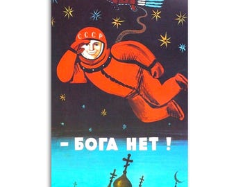 Retro Soviet Astronaut Space Print Canvas wall decoration