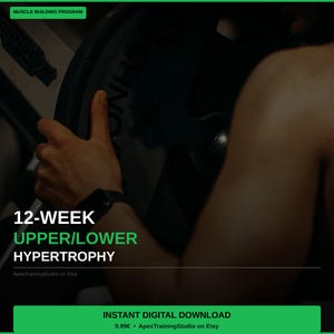 Muscle Building Workout Plan PDF | 12-Week Upper Lower Split | Hypertrophy Program for Men & Women
