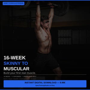 Programma di 16 settimane per passare da magro a muscoloso / Allenamento muscolare con suddivisione parte superiore e inferiore del corpo (PDF)