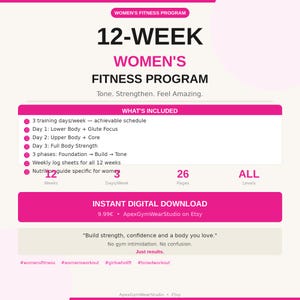 12 Wochen Womens Workout-Plan PDF | Ton und stärken | Frauen-Fitnessprogramm | Ganzkörper-Trainingsplan | Gesäß Workout