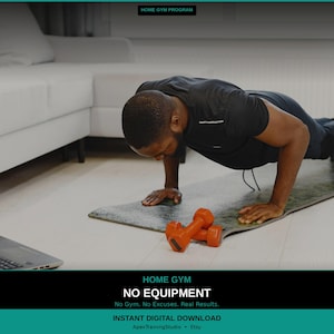 Home Gym Workout Plan PDF | 12-Week Bodyweight Push Pull Legs Program | No Equipment Training