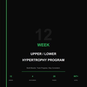 12 Wochen Oberer Unterer Trainingsplan PDF | Hypertrophie-Programm für das Fitnessstudio | Fitness-Planer zum Ausdrucken | Zeitplan für das Krafttraining | Muskelaufbau