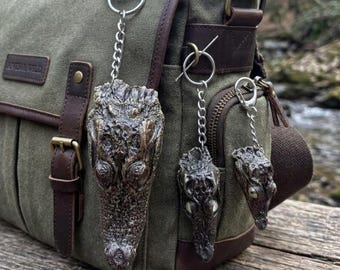 Llavero con cabeza de caimán auténtica - Llavero de caimán disecado - Rarezas y curiosidades - Accesorio para reptiles - Regalo gótico de la cultura buitre