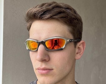 Vintage Oakley Splice Sonnenbrille Silber Orange Polarisiert Y2K Archiv Techwear Cyberpunk Gorpcore Tech Ninja Retro Futuristische Brillen