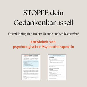 Overthinking Arbeitsblatt PDF | Grübeln stoppen, Angst reduzieren & innere Ruhe finden | CBT Selbsthilfe Workbook Deutsch