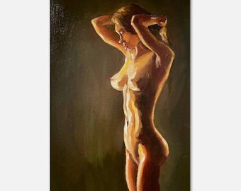 Print - Nude Woman | Sensual Art | Printed on Cotton Canvas |  Contemporary Figurative Realism / Impressionism | Bedroom Wall Decor