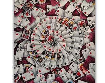 Original Oil Painting, Illusion Art Print, Spiral Artwork, Spiral Artwork, Contemporary Art
