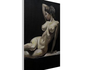 Print - Nude Woman | Sensual Art | Printed on Cotton Canvas |  Contemporary Figurative Realism / Impressionism | Bedroom Wall Decor