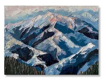 Mountain Landscape – Light Mountains | Impasto Palette Knife Painting | Wall Art Decor