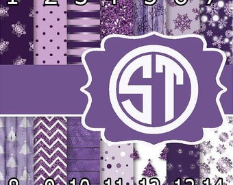 Purple Christmas Patterns printed indoor, outdoor, glitter & metallic decal VINYL or heat transfer vinyl HTV or applique FABRIC