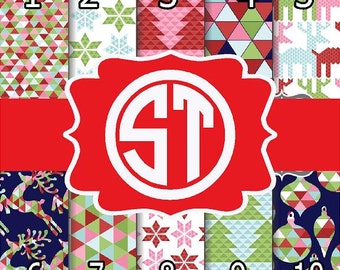 Christmas Geometric printed indoor, outdoor, glitter, metallic decal VINYL or heat transfer vinyl HTV or applique FABRIC