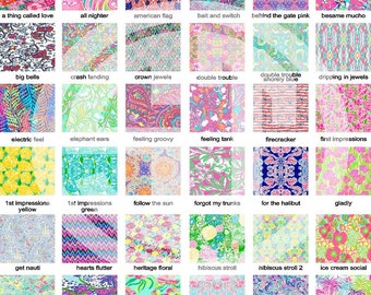 Lilly Pulitzer printed indoor, outdoor, glitter and metallic VINYL and heat transfer vinyl HTV and applique FABRIC