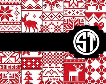 Nordic Red Christmas printed indoor, outdoor, glitter, & metallic decal VINYL or heat transfer vinyl HTV or applique FABRIC