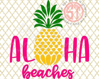 Aloha Beaches Pineapple Editable vector Cut File .eps .ai .svg and .pdf formats included INSTANT download