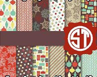 Christmas Vintage printed indoor, outdoor, glitter, metallic decal VINYL or heat transfer vinyl HTV or applique FABRIC