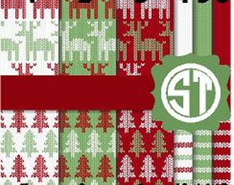 Christmas Knits Sweater patterns printed indoor, outdoor, glitter, metallic decal VINYL or heat transfer vinyl HTV or applique FABRIC