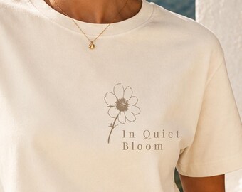Floral Shirt Minimalist Botanical T-Shirt In Quiet Bloom Tee Feminine Clothing Feminine Graphic Tee Soft Floral Essential Gift For Her