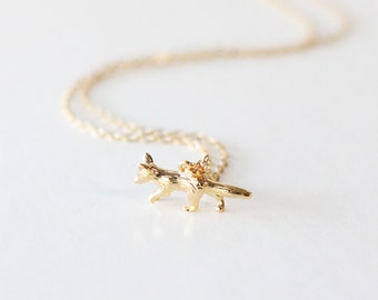 Fox Necklace | fox jewelry, animal necklace, gold fox, gold jewelry, gifts for her, woodland animals