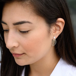 Ear Jacket Earrings butterfly earrings, nature gift, statement earrings, nature jewelry, pearl earrings, pearl jewelry image 4