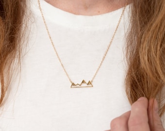 Mountain Necklace | nature jewelry, mountain jewelry, travel necklace, gold mountain, silver mountain, bar necklace, gift women