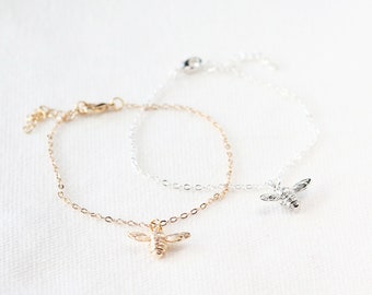 Bee Bracelet | bee jewelry, nature jewelry, bumble bee, honeybee, beekeeper, beekeeping, minimalist jewelry, dainty bracelet, bridal jewelry