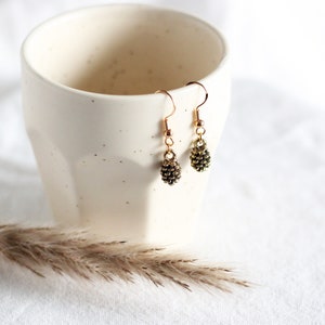 Pine Cone Earrings | nature jewelry, pine cones, bridal earrings, tiny earrings, drop earrings, holiday gifts, gifts for her