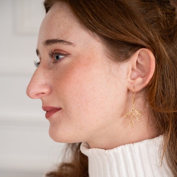 Juniper Branch Earrings Nature Jewelry Juniper Earrings Cedar