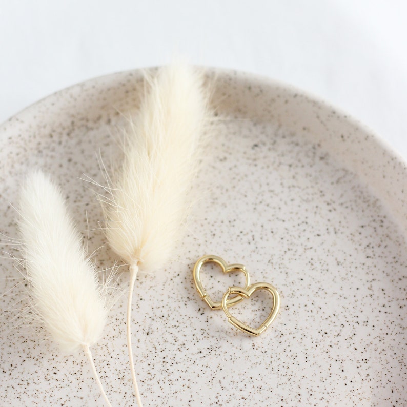 Heart Hoop Earrings Valentine's Day jewelry, everyday hoops, hoop earrings, hugggie hoops, heart earrings, brass jewelry image 5