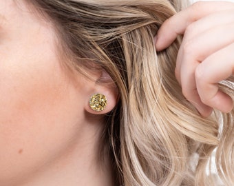 Gold Stud Earrings | sparkly earrings,  gold earrings, hypoallergenic earrings, minimalist earrings, resin earrings