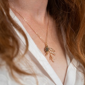 Branch Necklace juniper necklace, nature jewelry, pine cone necklace, nature necklace, gift for her, twig necklace image 4