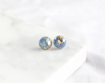 Blue &  Gold Earrings | stud earrings, blue earrings, gold earrings, small earrings, hypoallergenic earrings, resin earrings