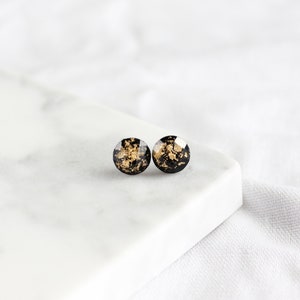 Black & Gold Earrings | stud earrings, black earrings, gold earrings, small earrings, hypoallergenic earrings, minimalist earrings